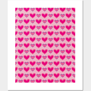 Pink and Purple Hearts Seamless Pattern 055#001 Posters and Art